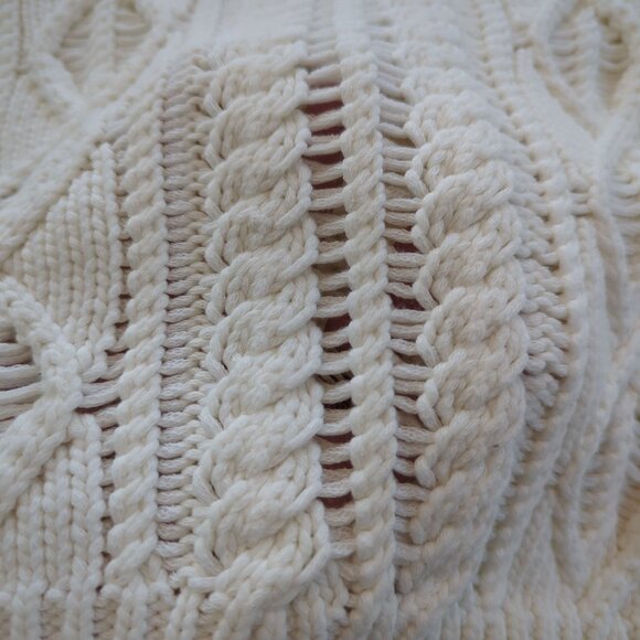 RIVAMONTI Women's White Intricate Aran Cable Knit Sweater Size M Made In Italy - Picture 14 of 15